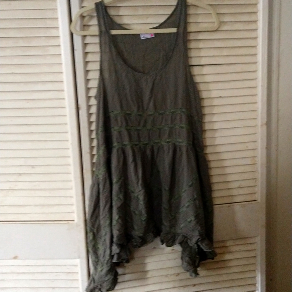 Free People Intimates olive lace polkadot dress